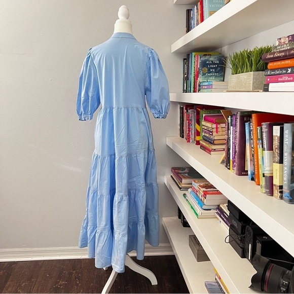Karlie Blue Tier Puff Sleeve Maxi Dress Sz small - Picture 4 of 12